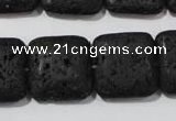 CLV495 15.5 inches 20*20mm square black lava beads wholesale