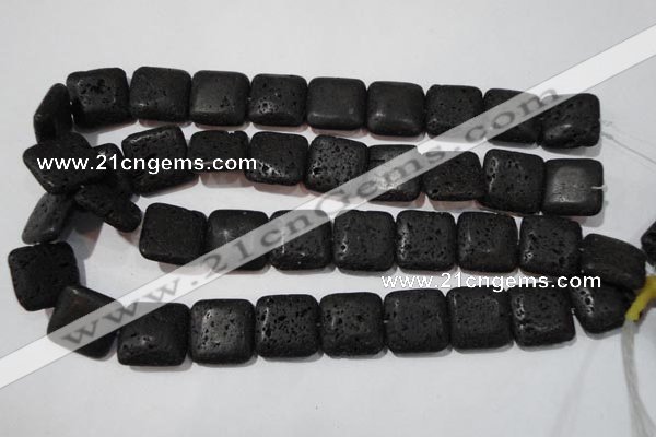 CLV495 15.5 inches 20*20mm square black lava beads wholesale