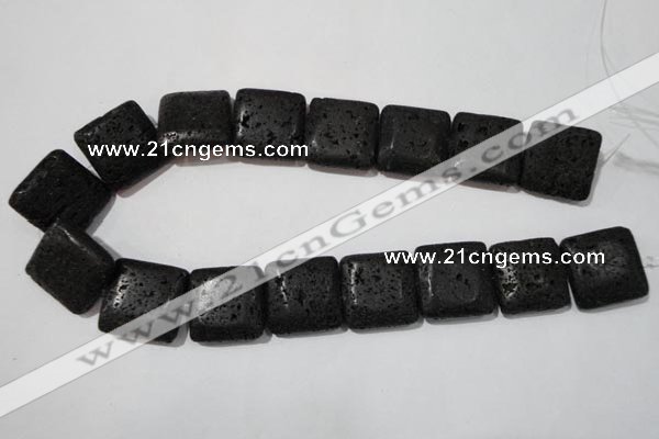 CLV496 15.5 inches 25*25mm square black lava beads wholesale