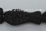 CLV50 15 inches 20*35mm pisciform black natural lava beads wholesale