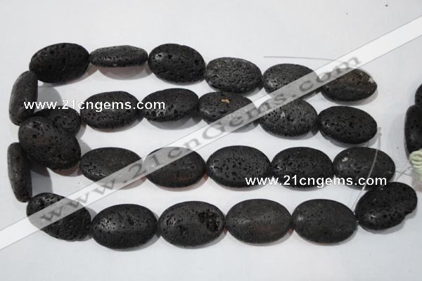 CLV508 15.5 inches 20*30mm oval black lava beads wholesale