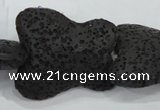 CLV52 15 inches 25*30mm butterfly-shaped black natural lava beads