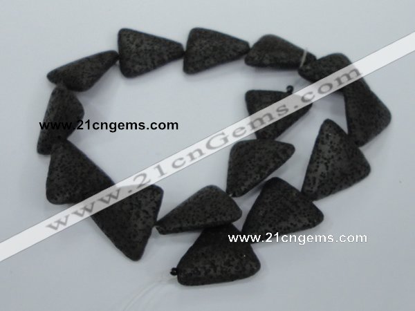 CLV53 15 inches 26*28mm triangle black natural lava beads wholesale