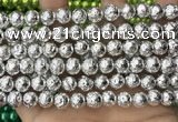 CLV531 15.5 inches 6mm round plated lava beads wholesale