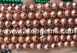 CLV533 15.5 inches 6mm round plated lava beads wholesale