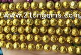 CLV534 15.5 inches 6mm round plated lava beads wholesale