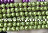 CLV535 15.5 inches 6mm round plated lava beads wholesale