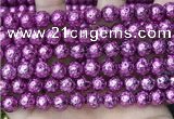 CLV538 15.5 inches 6mm round plated lava beads wholesale