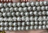 CLV540 15.5 inches 8mm round plated lava beads wholesale