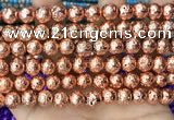 CLV542 15.5 inches 8mm round plated lava beads wholesale