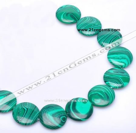 CMA08 15.5 inches 25mm coin imitate malachite beads wholesale