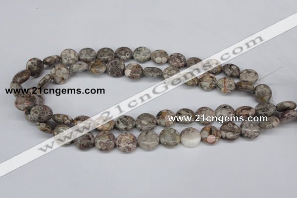 CMB08 15.5 inches 14mm flat round natural medical stone beads