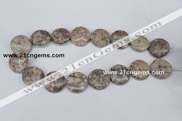 CMB12 15.5 inches 25mm flat round natural medical stone beads