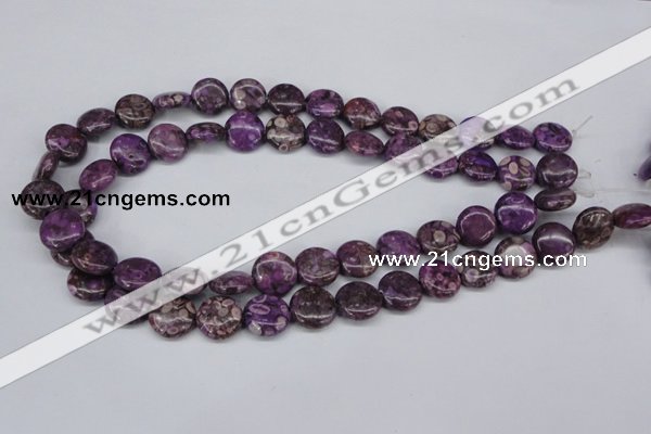 CMB30 15.5 inches 14mm flat round dyed natural medical stone beads