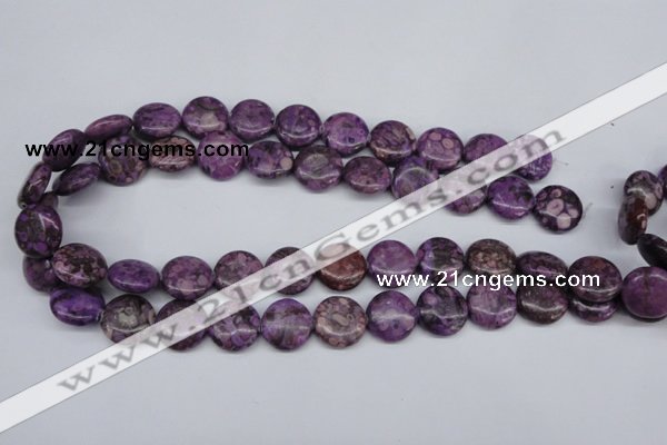 CMB31 15.5 inches 16mm flat round dyed natural medical stone beads