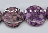 CMB32 15.5 inches 25mm flat round dyed natural medical stone beads