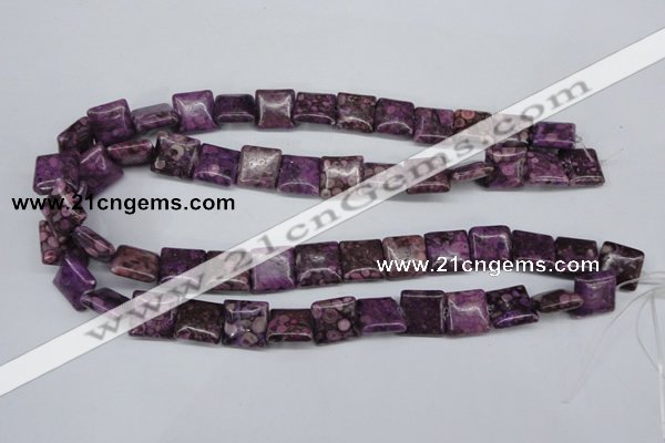 CMB37 15.5 inches 14*14mm square dyed natural medical stone beads