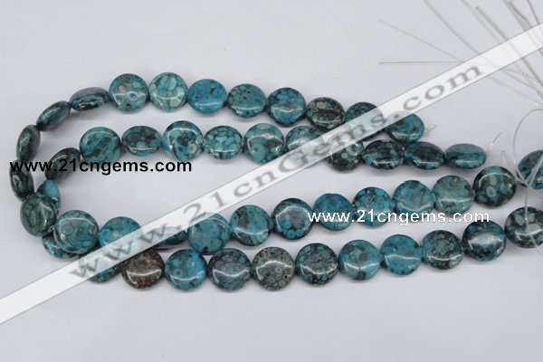 CMB42 15.5 inches 16mm flat round dyed natural medical stone beads