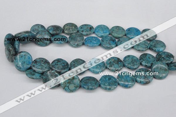 CMB43 15.5 inches 20mm flat round dyed natural medical stone beads