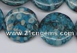 CMB44 15.5 inches 25mm flat round dyed natural medical stone beads