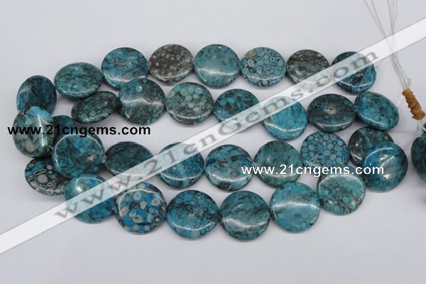 CMB44 15.5 inches 25mm flat round dyed natural medical stone beads