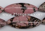 CME08 15.5 inches 15*40mm marquise rhodonite gemstone beads