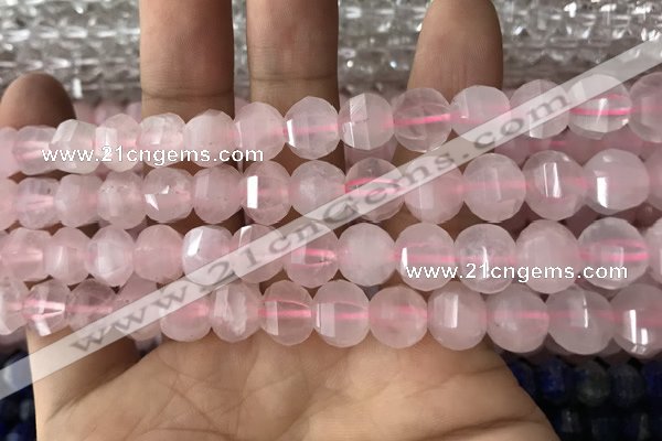 CME201 15.5 inches 7*9mm - 8*10mm pumpkin rose quartz beads
