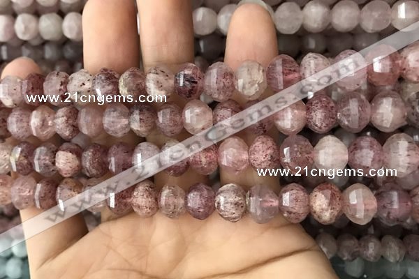 CME208 15.5 inches 7*9mm - 8*10mm pumpkin strawberry quartz beads