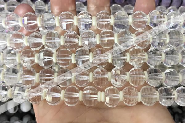 CME300 15.5 inches 8*11mm - 9*12mm pumpkin white crystal beads