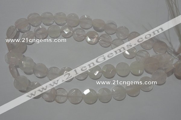 CME50 15.5 inches 15mm faceted coin rose quartz gemstone beads