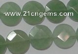 CME52 15.5 inches 15mm faceted coin green aventurine gemstone beads