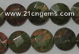 CME53 15.5 inches 15mm faceted coin unakite gemstone beads