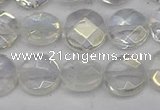 CME60 15.5 inches 10mm faceted coin plated white crystal beads