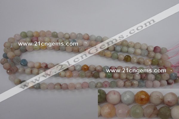 CMG122 15.5 inches 8mm faceted round natural morganite beads