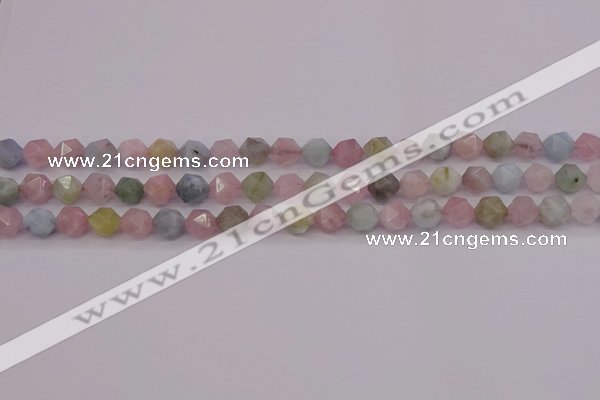 CMG201 15.5 inches 6mm faceted nuggets morganite gemstone beads
