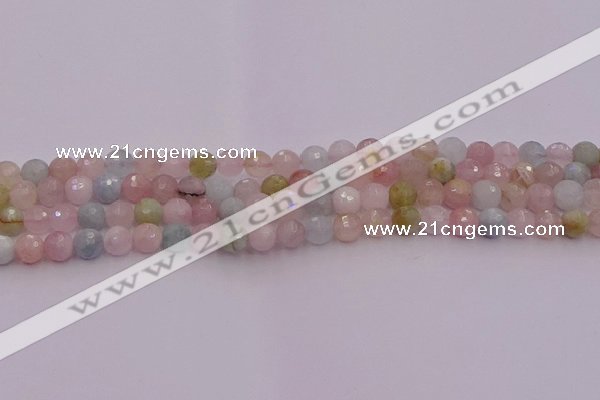 CMG210 15.5 inches 6mm faceted round morganite beads wholesale