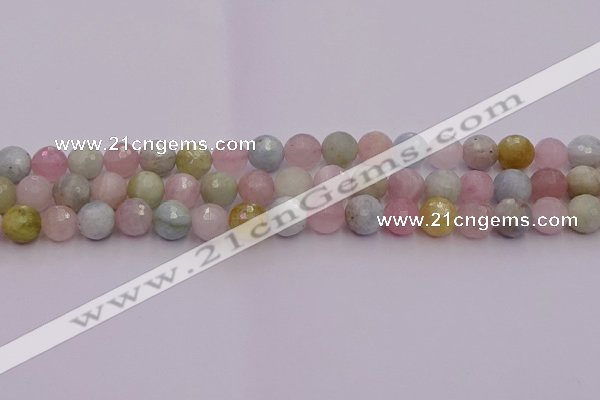 CMG211 15.5 inches 8mm faceted round morganite beads wholesale