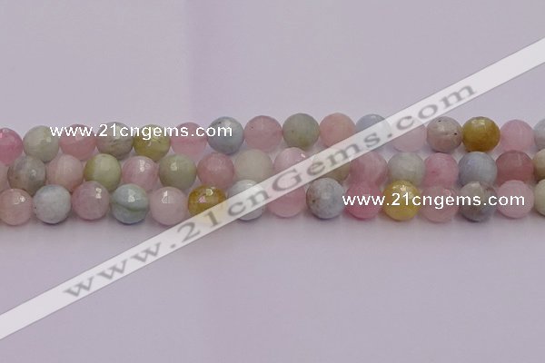 CMG212 15.5 inches 10mm faceted round morganite beads wholesale
