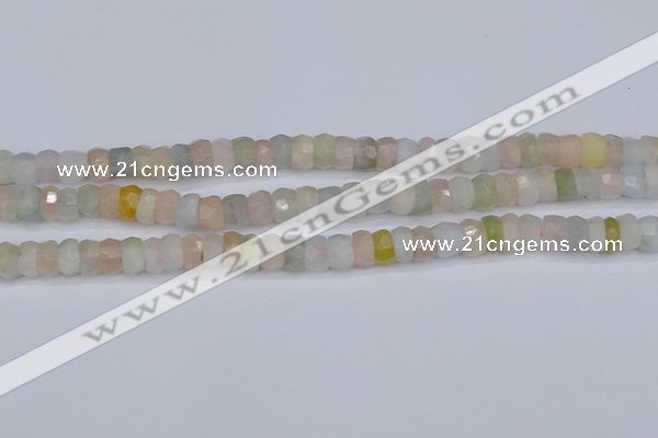 CMG216 15.5 inches 4*7mm faceted rondelle morganite beads