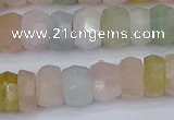 CMG217 15.5 inches 5*9mm faceted rondelle morganite beads