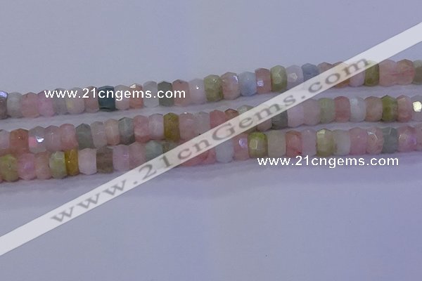 CMG221 15.5 inches 5*8mm faceted rondelle morganite beads