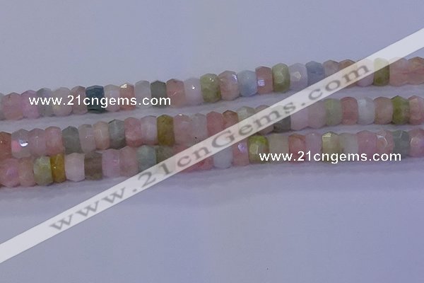 CMG223 15.5 inches 6*10mm faceted rondelle morganite beads