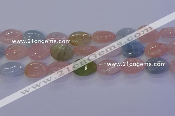 CMG234 15.5 inches 13*18mm flat teardrop morganite beads wholesale