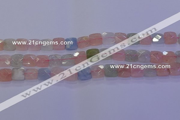 CMG259 15.5 inches 10*10mm faceted square morganite beads