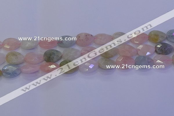 CMG272 15.5 inches 10*14mm faceted flat teardrop morganite beads