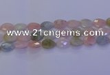 CMG273 15.5 inches 12*16mm faceted flat teardrop morganite beads