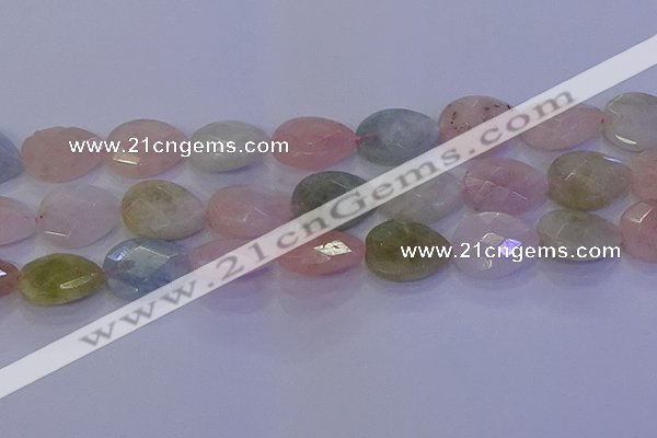 CMG275 15.5 inches 15*20mm faceted flat teardrop morganite beads