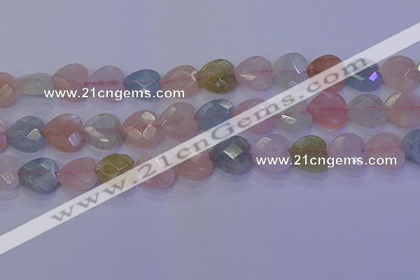 CMG284 15.5 inches 12*12mm faceted heart morganite beads