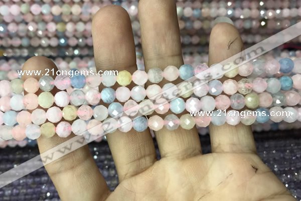 CMG321 15.5 inches 6mm faceted round morganite gemstone beads