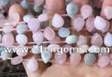 CMG355 Top drilled 9*12mm flat teardrop natural morganite beads